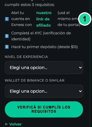Detalle de los 7 días gratis con el link de Exness